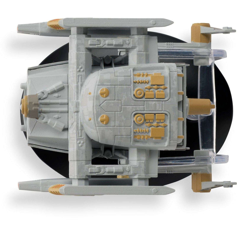 Starfleet Federation Tug Starship Model Die Cast Ship (Eaglemoss / Star Trek), in display