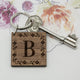 Personalised Floral Frame Initial Wooden Keyring