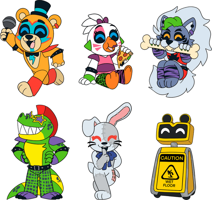 YouTooz Glamrock Freddy & Friends Five Nights at Freddys Security Breach Collector Pin Set