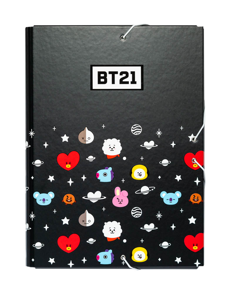 BT21 A4 Elasticated Folder with Three Internal Flaps