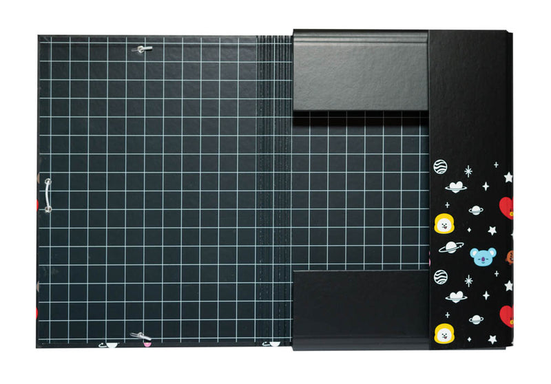 BT21 A4 Elasticated Folder with Three Internal Flaps side angle