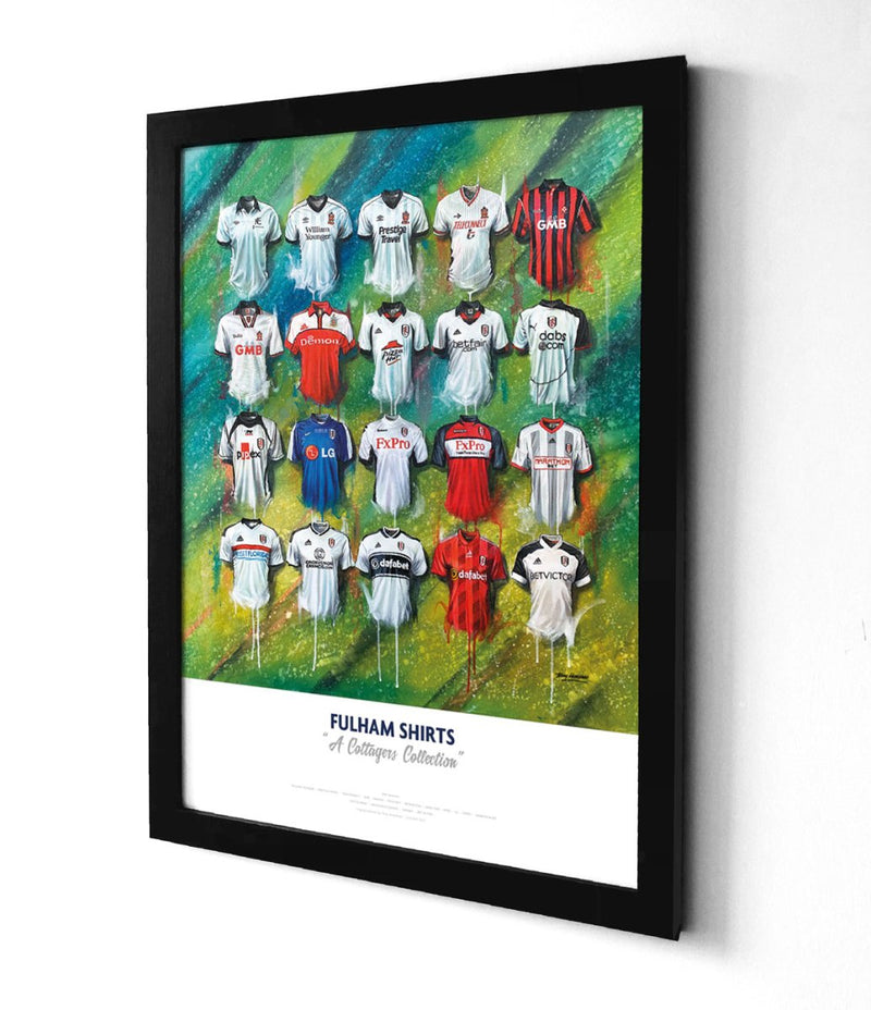 Fulham FC Shirts - A2 Signed Limited Edition Print, side angle