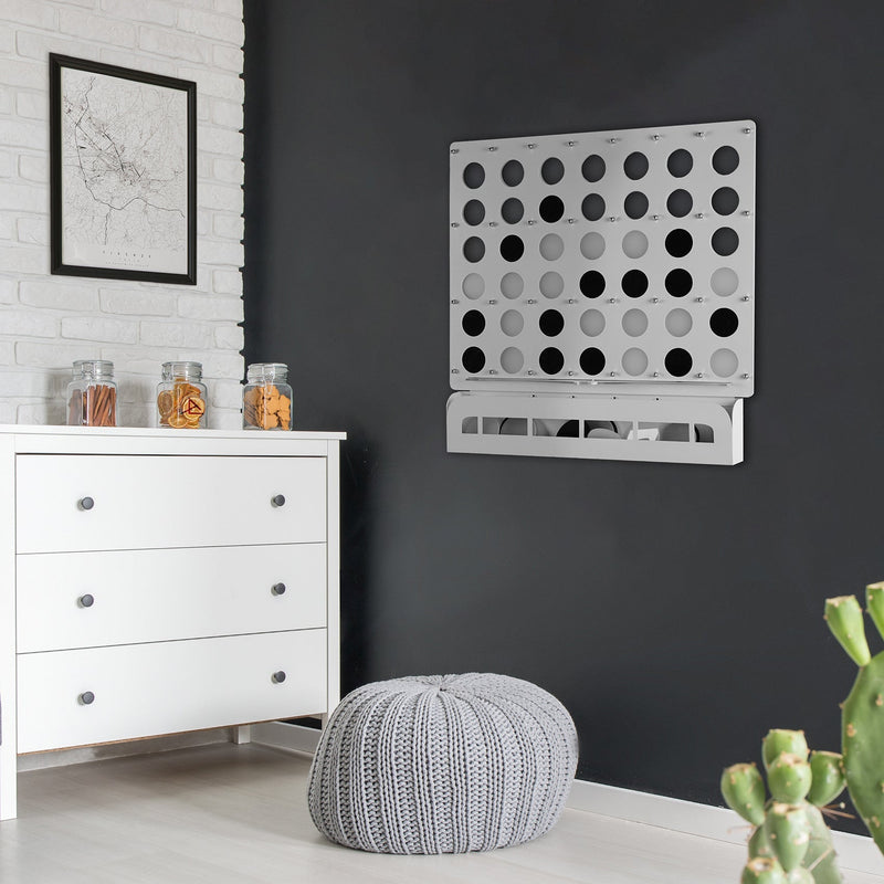 White Four in a Row Wall Game, close-up detail