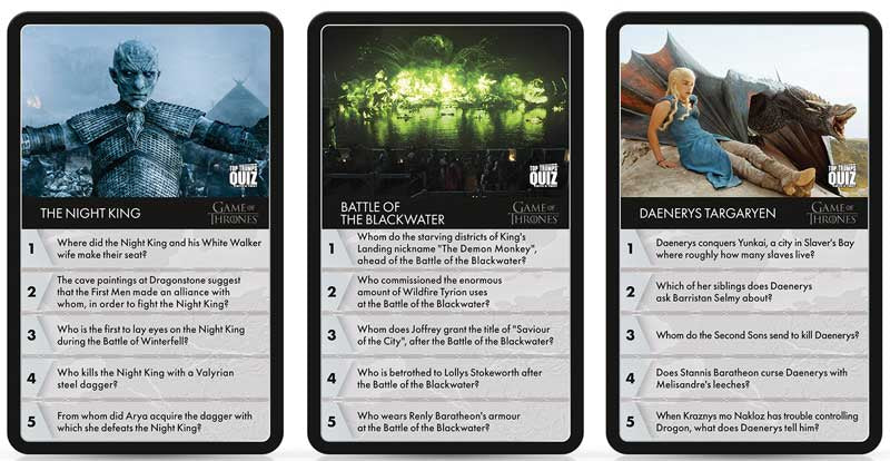 Game of Thrones Top Trumps Quiz | 500 Questions Across All 8 Seasons, side angle