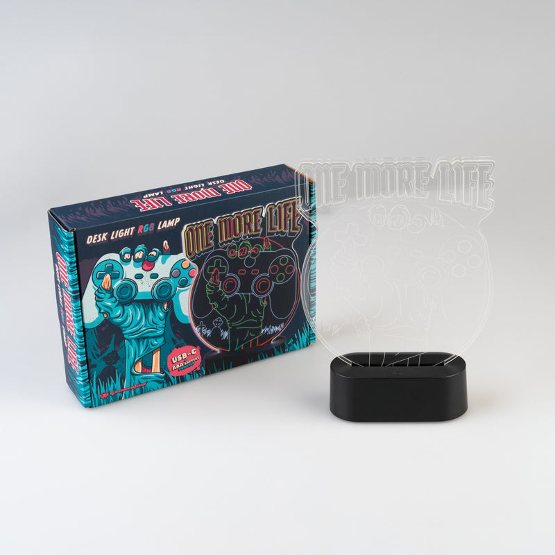 Gameration One More Life LED Table Lamp 17 x 20cm side angle