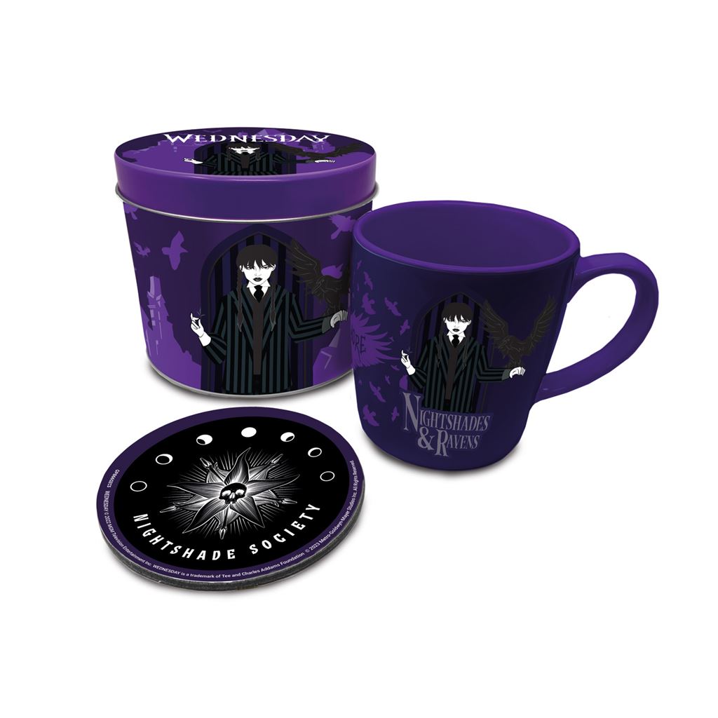 Wednesday Nightshades & Ravens Mug & Coaster In Keepsake Tin Gift Set