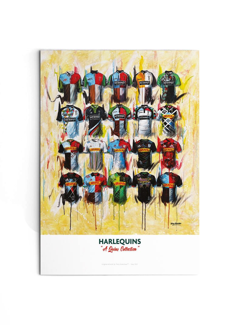 Harlequins Shirts - A2 Signed Limited Edition Prints, side angle