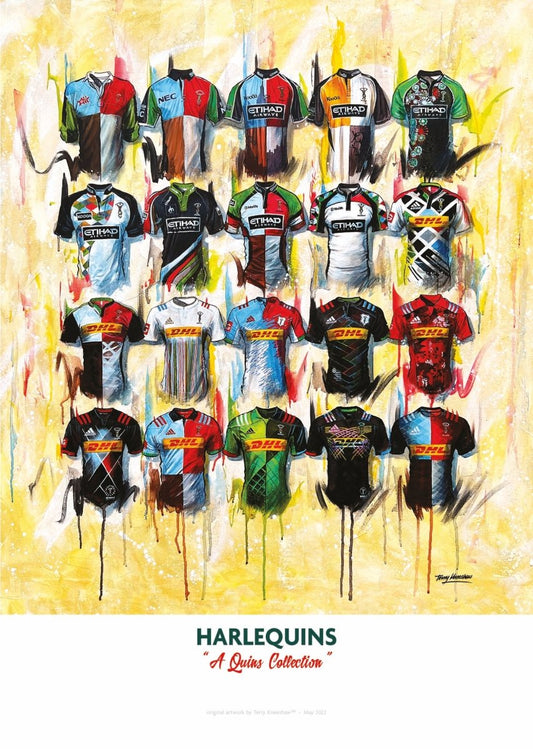 Harlequins Shirts - A2 Signed Limited Edition Prints collectible from Terry Kneeshaw Art