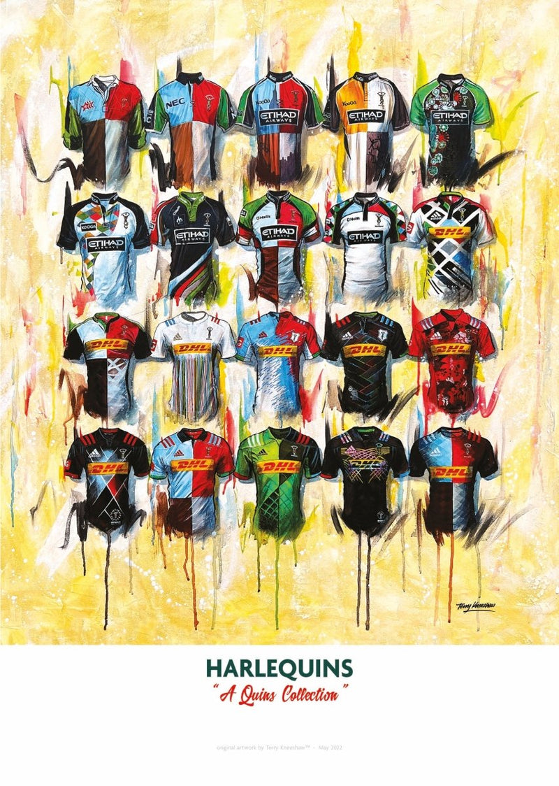 Harlequins Shirts - A2 Signed Limited Edition Prints collectible from Terry Kneeshaw Art