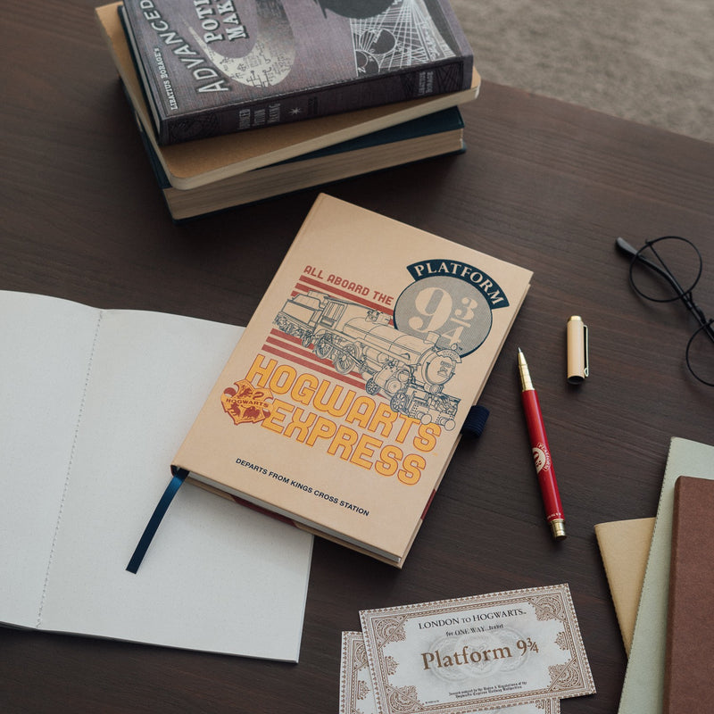 Harry Potter Platform 9¾ Premium A5 Notebook with Pen close up detail