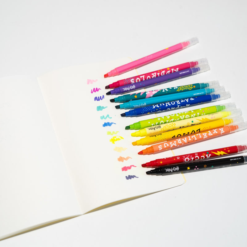 Harry Potter Spells Set of 12 Erasable Markers side angle