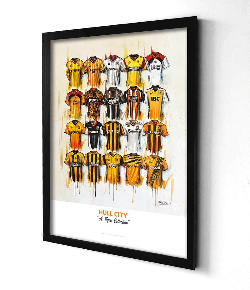 Hull City FC Shirts - A2 Signed Limited Edition Prints, side angle