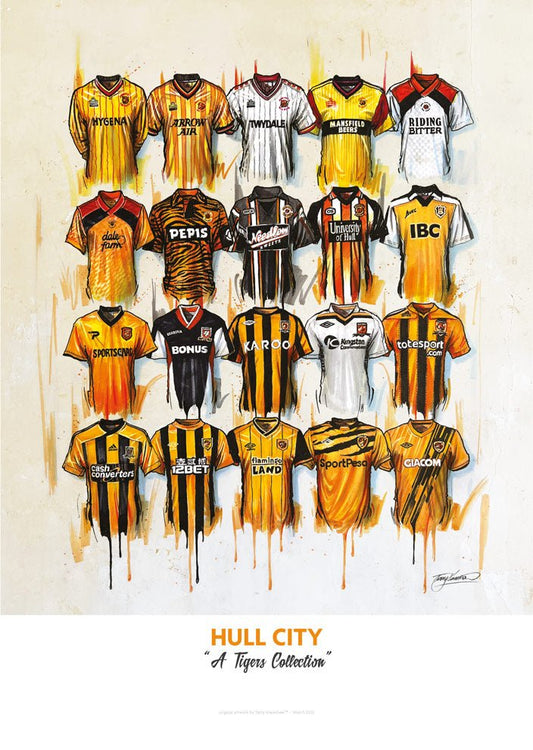 Hull City FC Shirts - A2 Signed Limited Edition Prints collectible from Terry Kneeshaw Art