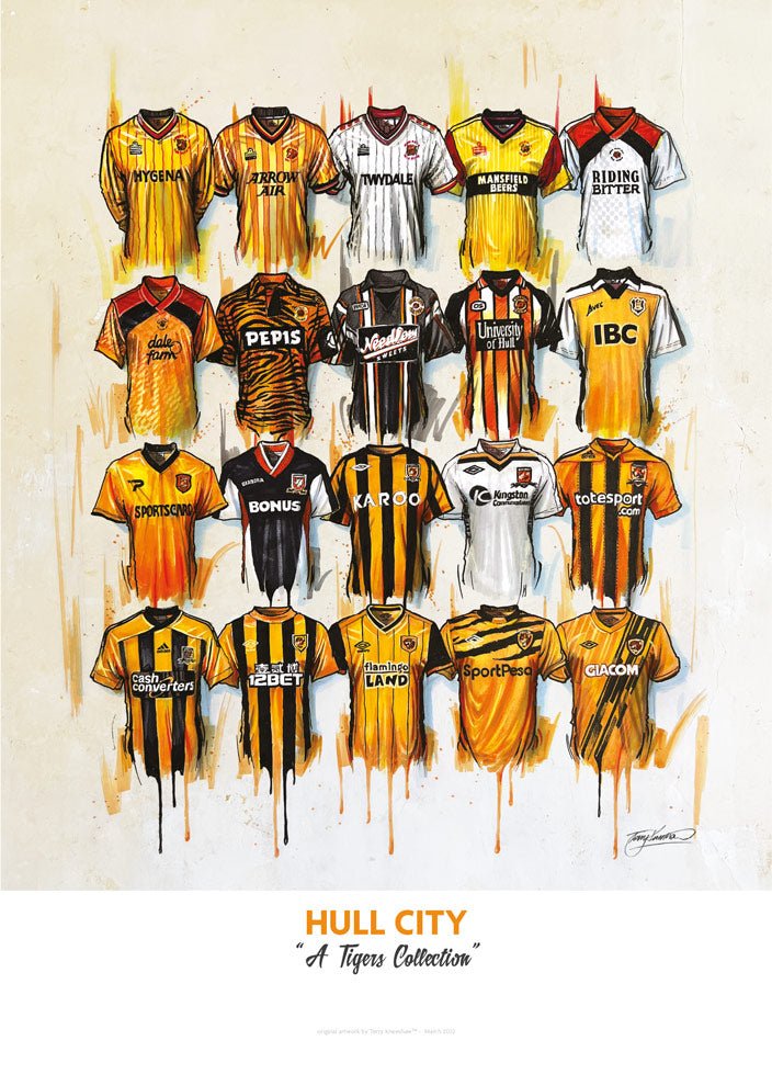 Hull City FC Shirts - A2 Signed Limited Edition Prints collectible from Terry Kneeshaw Art