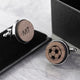 Personalised Iconic Hobbies Engraved Round Walnut Cufflinks