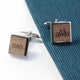 Personalised Iconic Hobbies Engraved Square Walnut Cufflinks