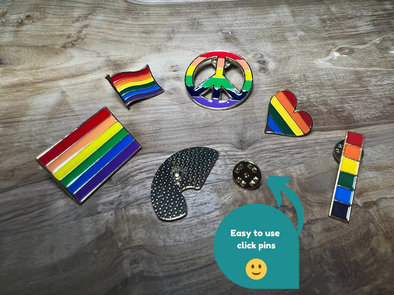 Rainbow Pride Badges Gift Set, side angle