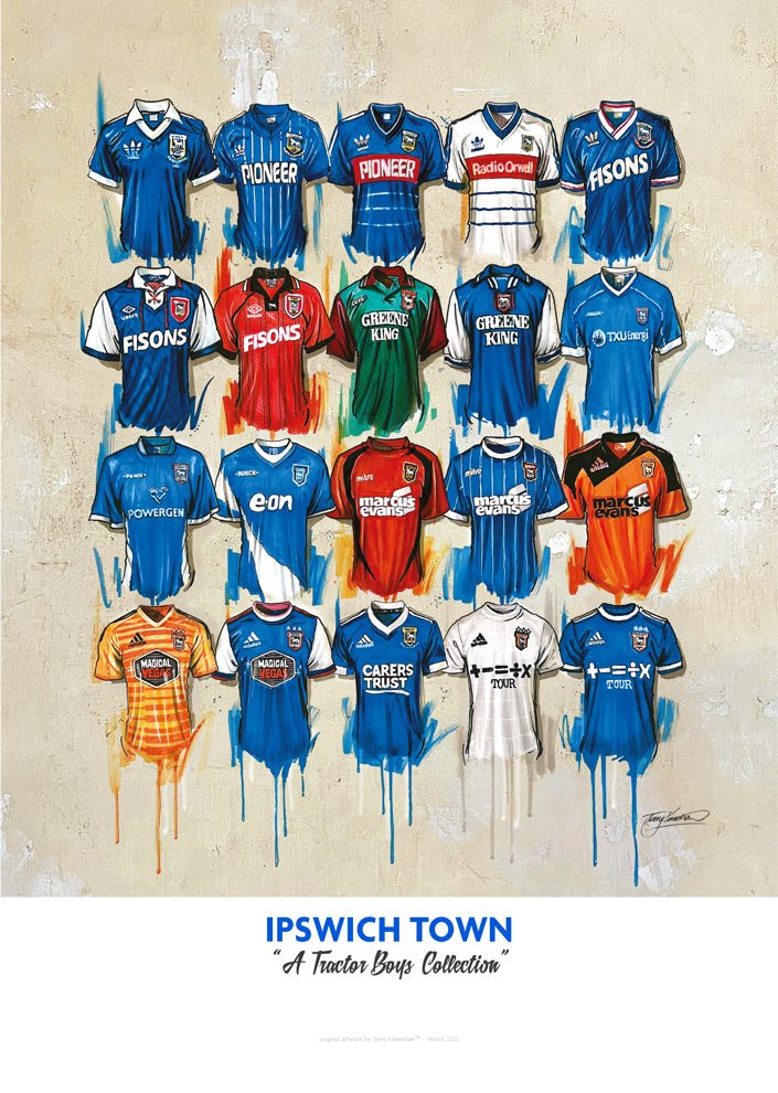 Ipswich Town FC Shirts - A2 Limited Edition Prints collectible from Terry Kneeshaw Art