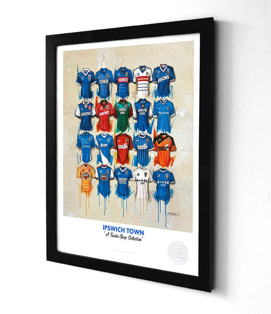 Ipswich Town FC Shirts A3 collectible from Terry Kneeshaw Art