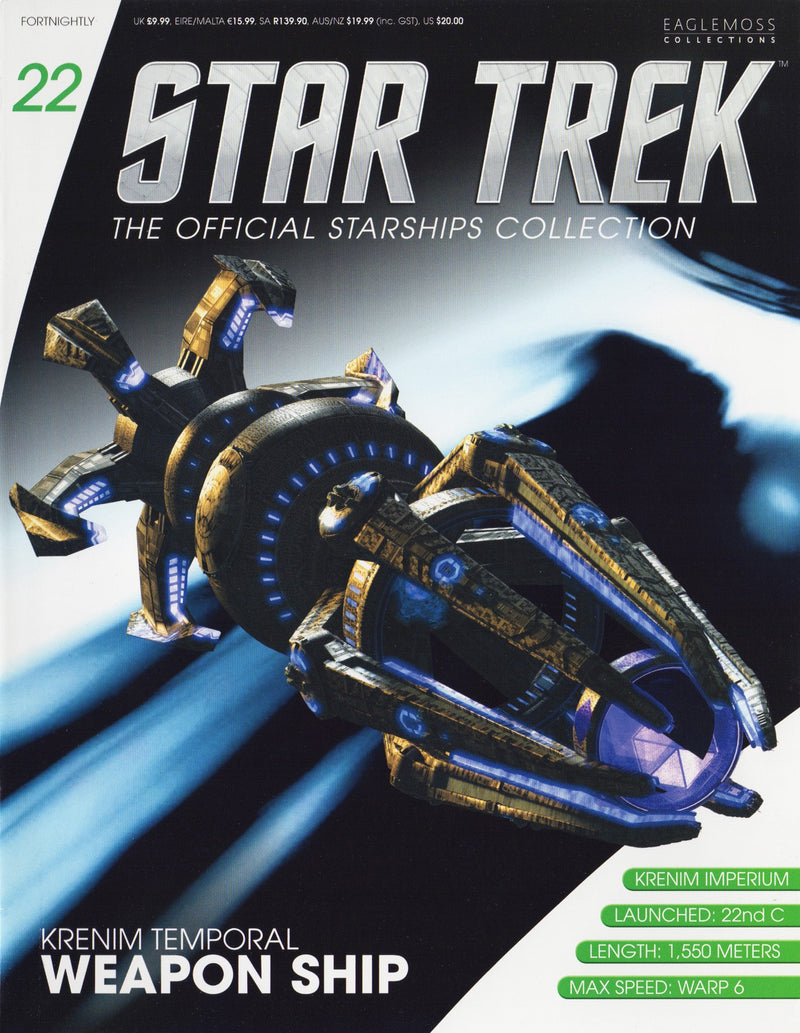Krenim Temporal Weapon Starship Model Die Cast Ship (Eaglemoss / Star Trek), size reference