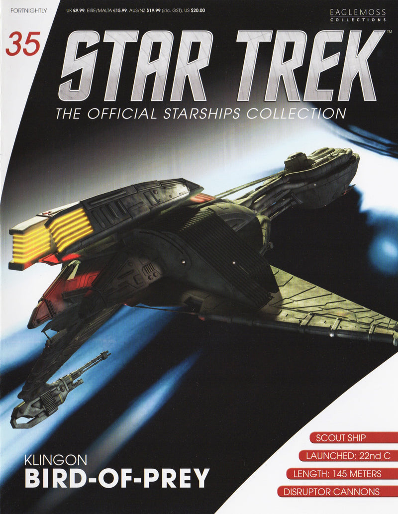 22nd Century Klingon Bird-of-Prey Starship Die Cast Model (Star Trek), in display