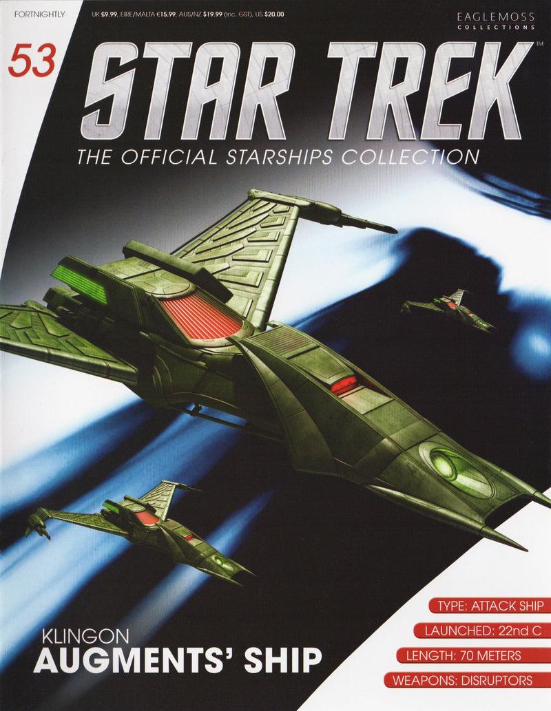 Klingon Augments' Starship Die-Cast Model (Eaglemoss / Star Trek), in display