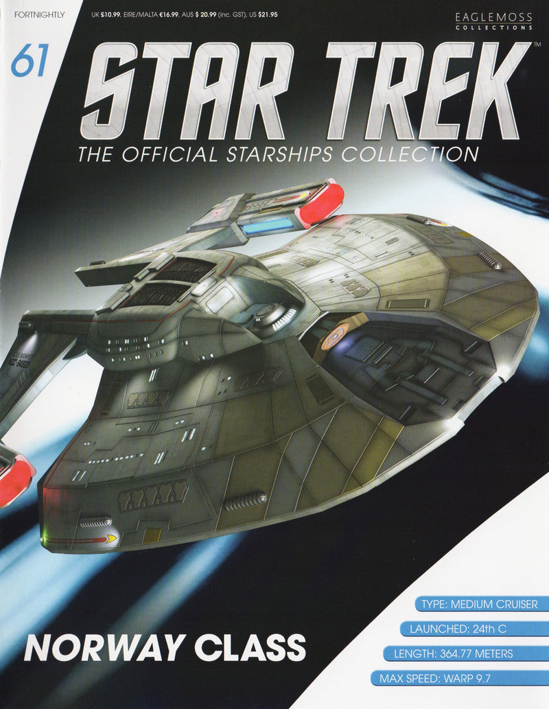 Norway-class (U.S.S. Budapest NCC-64923) Starship Die-Cast Model (Eaglemoss / Star Trek), in display