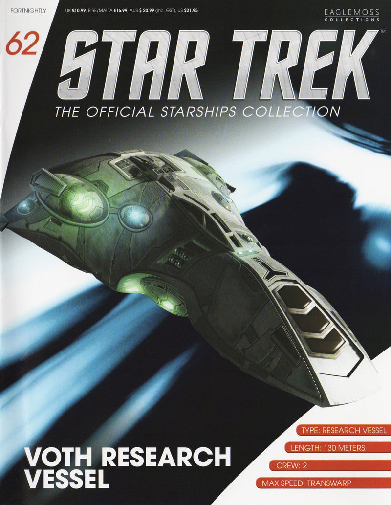 Professor Gegen's Voth Research Vessel Starship Die-Cast Model (Eaglemoss / Star Trek), in display