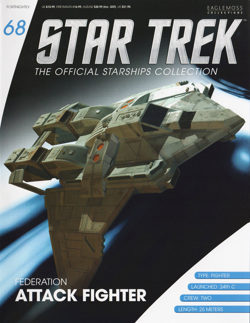 Federation Attack Fighter Model Diecast Ship STDC068 (Eaglemoss / Star Trek), in display