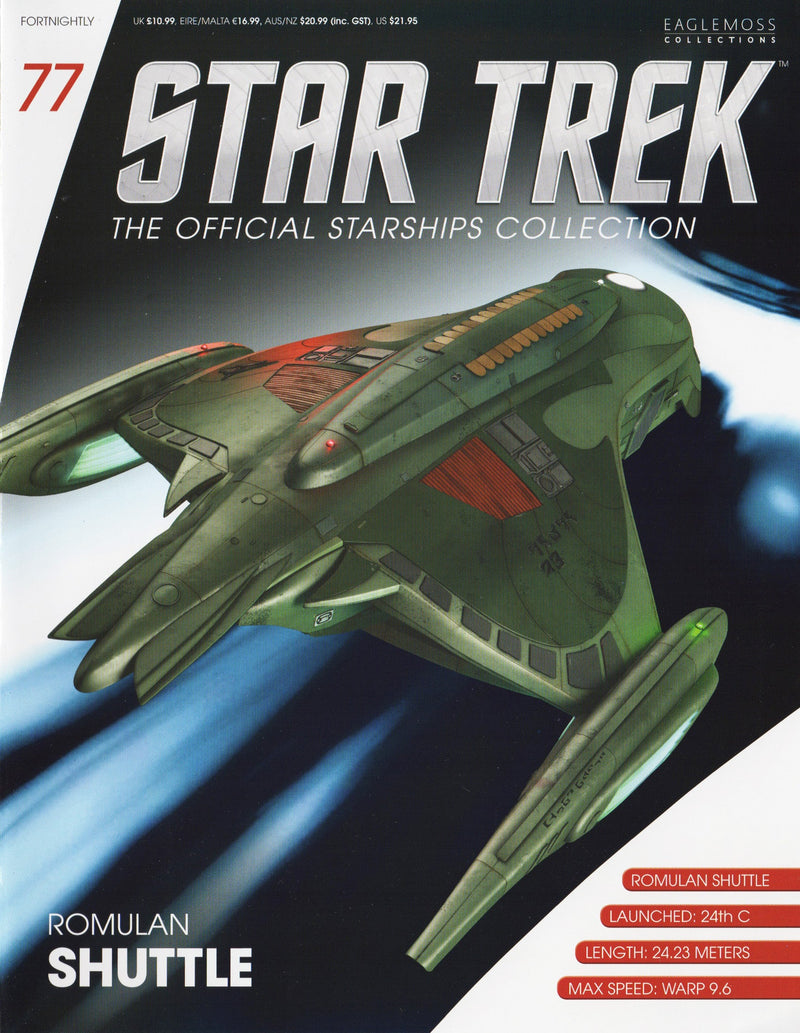 Romulan Shuttle Star Trek Diecast Model Ship (Eaglemoss / Star Trek), in display