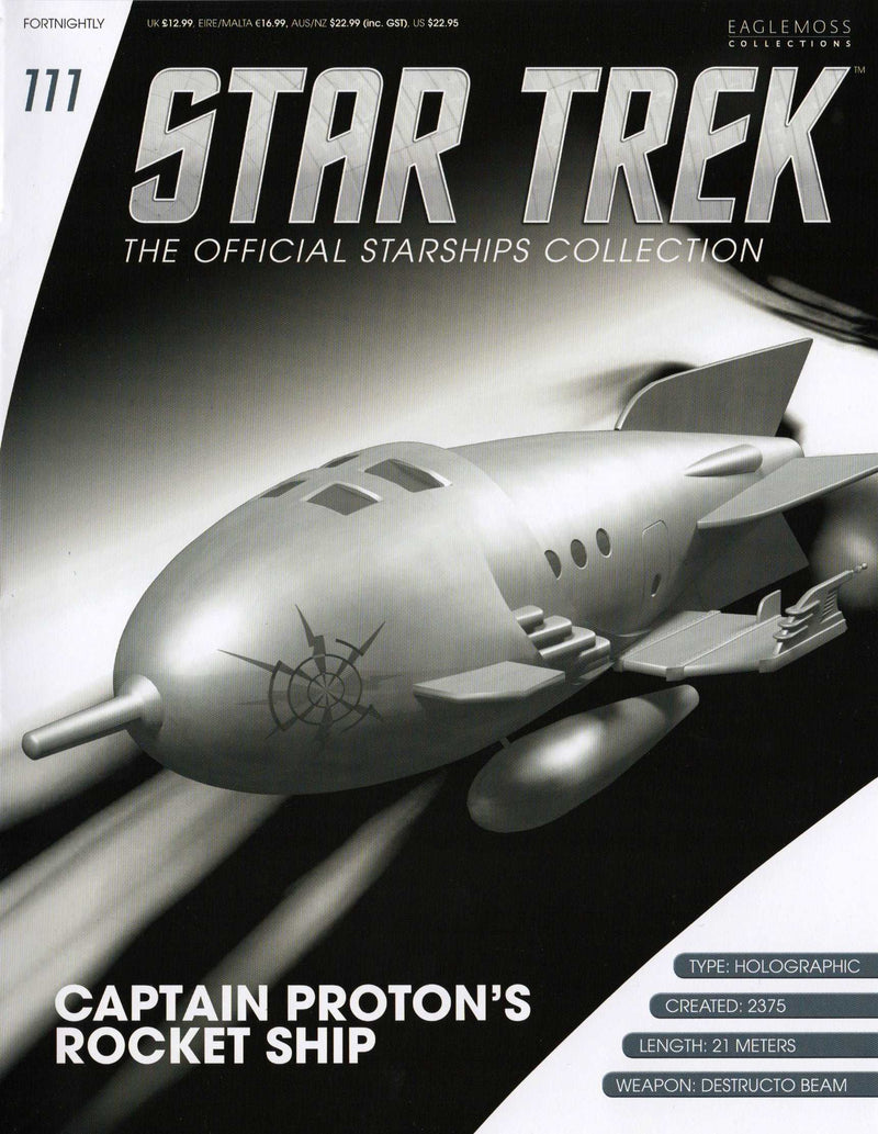 Captain Proton’s Rocket Ship Model Die Cast Ship (Eaglemoss / Star Trek), in display