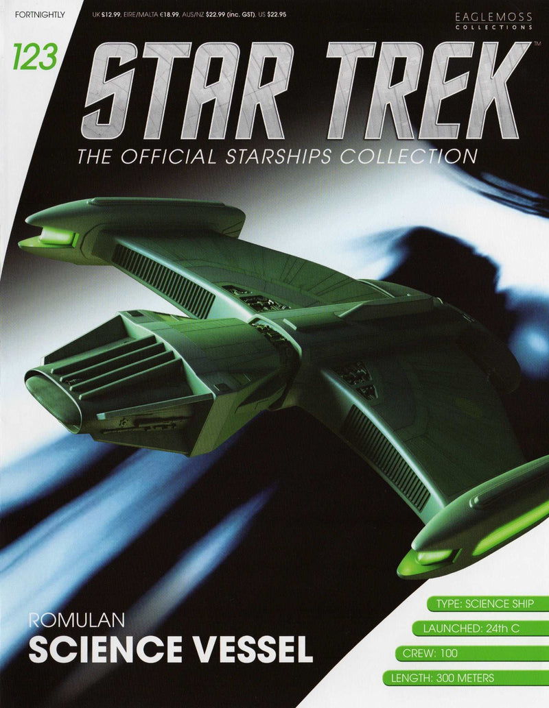 Romulan Science Vessel Model Die Cast Ship (Eaglemoss / Star Trek), in display