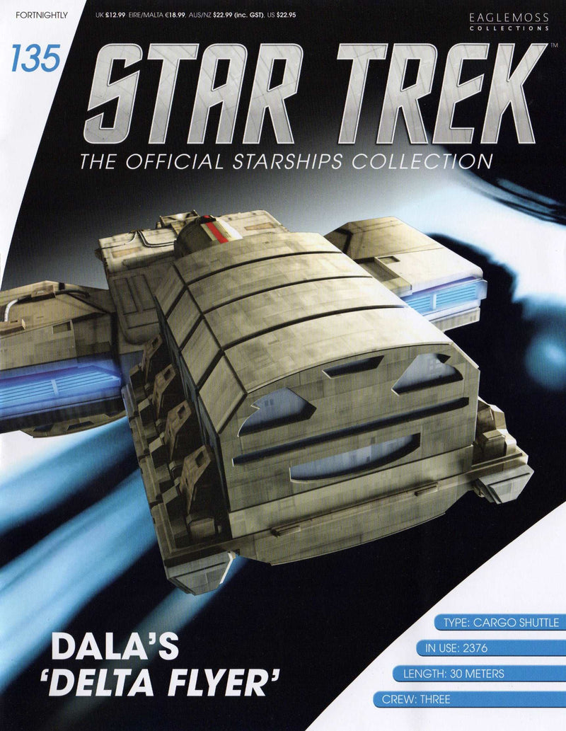 Dala's 'Delta Flyer' Model Diecast Ship (Eaglemoss / Star Trek), in display
