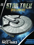 U.S.S. Edison NCC-1683 (Hoover-class) Discovery Ships Model Diecast Ship SSDUK015 (Eaglemoss / Star Trek), in display