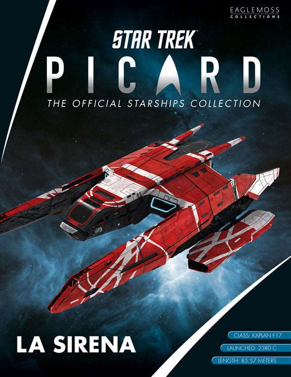 La Sirena (Kaplan F17-class) FC Model Diecast Ship Picard Universe (Eaglemoss / Star Trek), in display