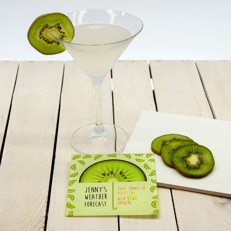 Personalised It's Raining Cocktails! Square Glass Coaster