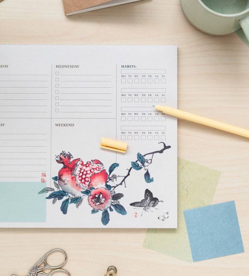 Hokusai A4 Weekly Planner 54 Sheets English Language side angle