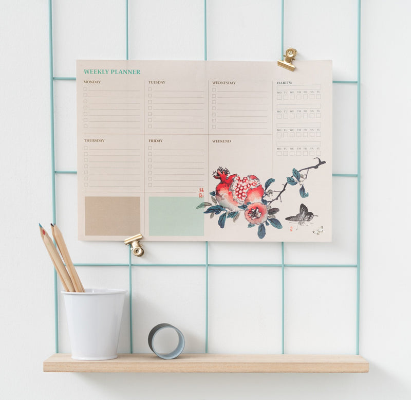 Hokusai A4 Weekly Planner 54 Sheets English Language design detail