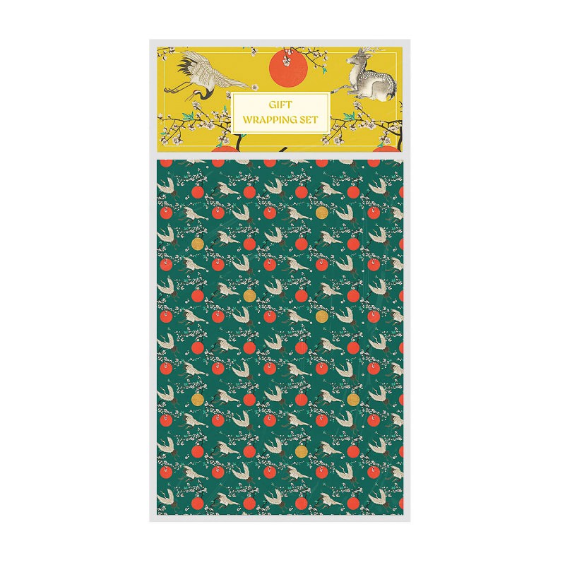 Hokusai Japanese Wrapping Paper Set of 2 With Ribbon