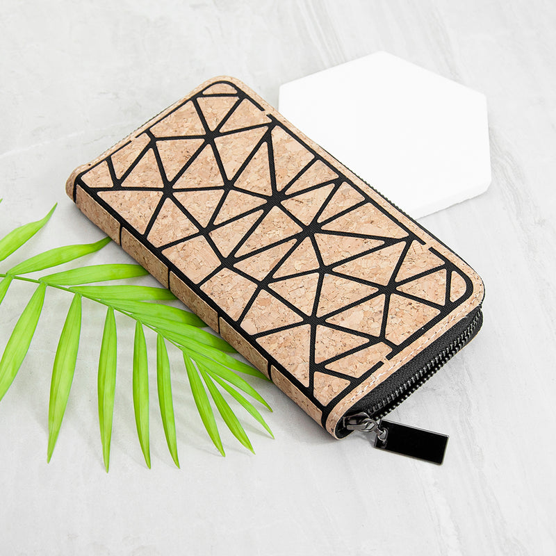 Cork Geometric Zip Wallet