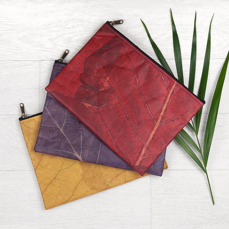 Leaf Leather Clutch Bag - Large