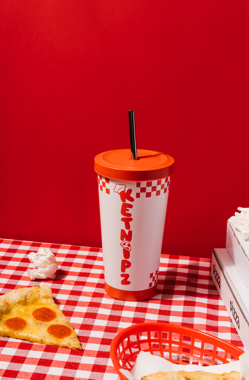 Ketnipz Stainless Steel Tumbler With Straw 550 ml close up detail
