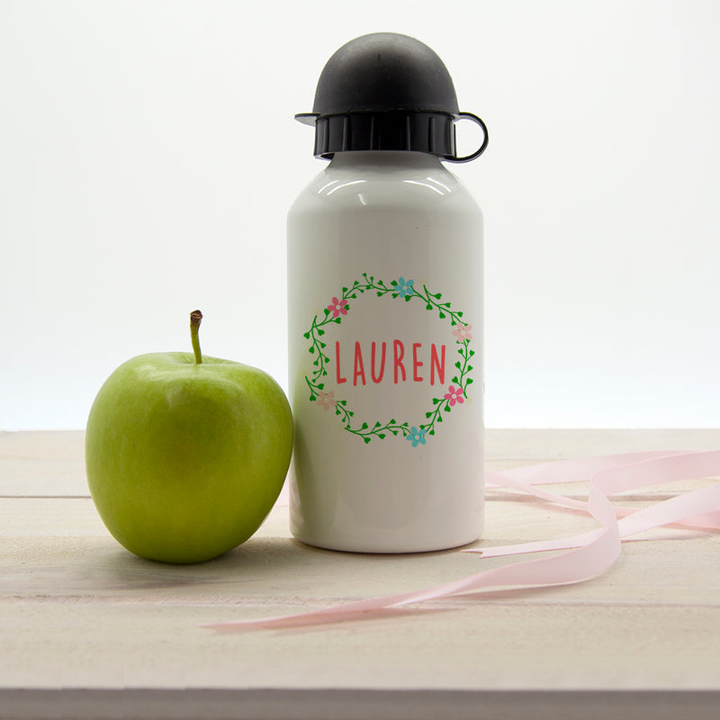 Personalised Kids Wreath Festival Water Bottle