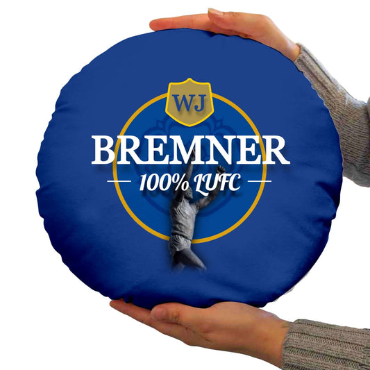 Leeds WJ Bremner- Football Legends - Circle Cushion 14 collectible from https://britishmade.gifts/