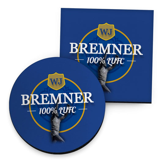 Leeds WJ Bremner- Football Coaster - Square Or Circle collectible from https://britishmade.gifts/