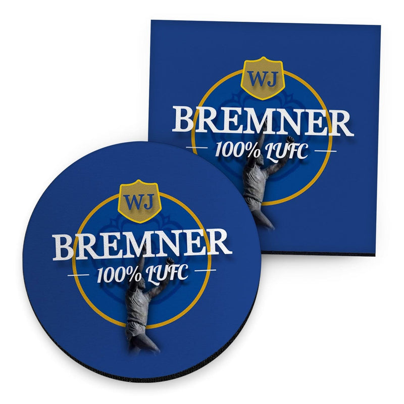 Leeds WJ Bremner- Football Coaster - Square Or Circle collectible from https://britishmade.gifts/