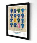 Leicester City FC Shirts A3 collectible from Terry Kneeshaw Art