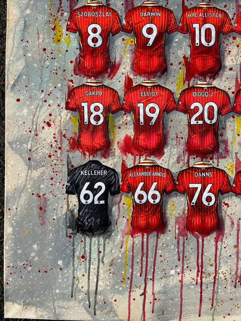 Liverpool 24/25 Champions - Framed A3, side angle