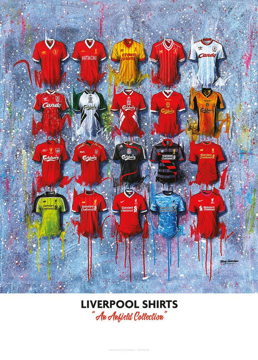 Liverpool FC Shirts - A2 Signed Limited Edition Prints collectible from Terry Kneeshaw Art