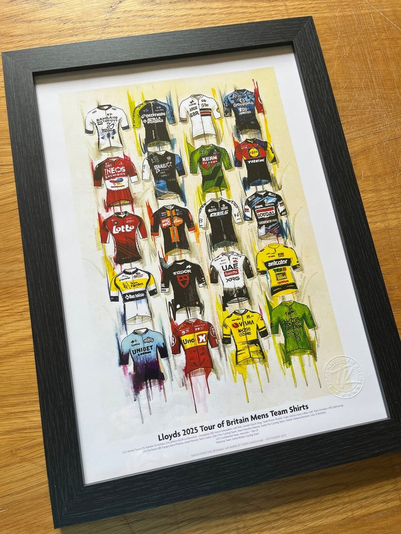 Lloyds Tour of Britain 2025 Cycling Shirts Framed A3 Print, alternate view